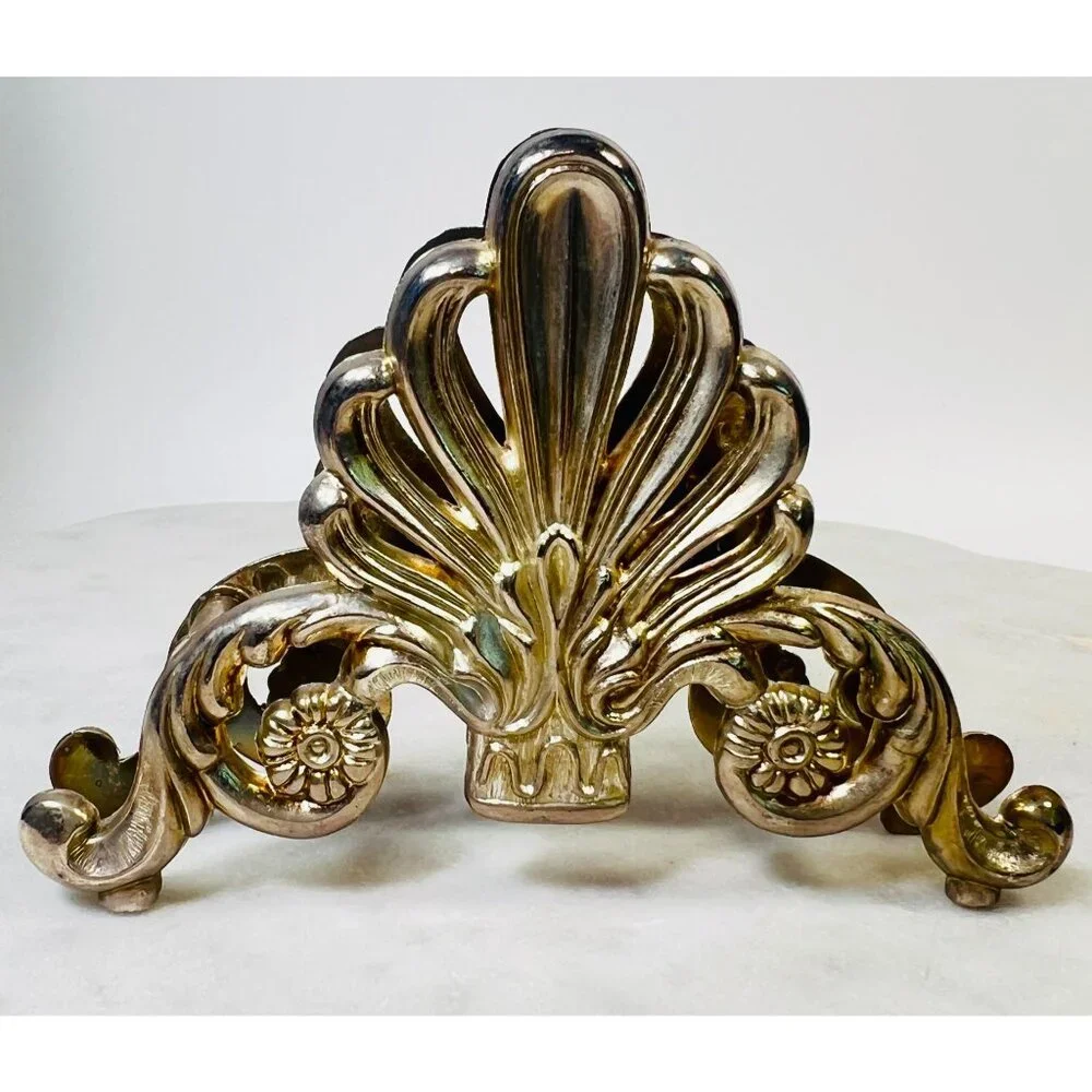 Vtg Italian‎ Leonard Ornate Silver Plate knife Rest Napkin or Mail Holder